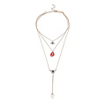 Trend Multilayer Choker Necklace with Mouth Evil Eye Pendant